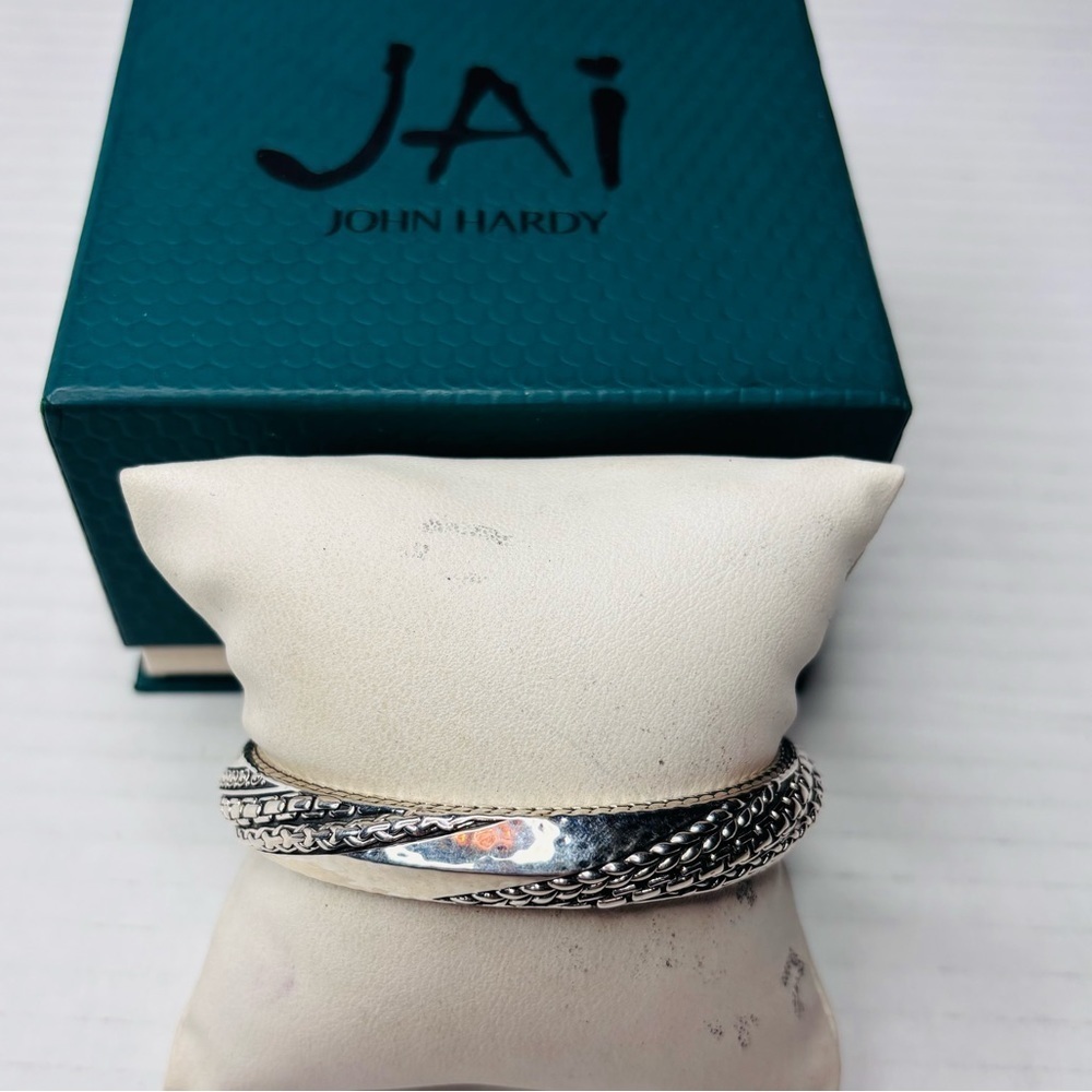 JAI John Hardy Sterling Silver Crossover Hinged Cuff Bracelet